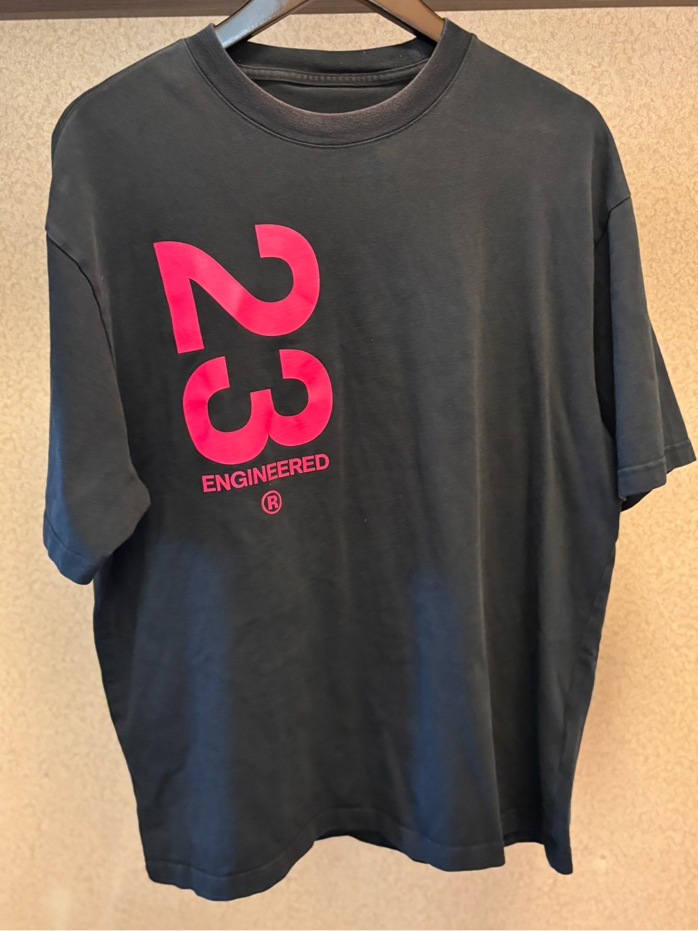 Jordan Black Short-Sleeve Tee with Pink '23 Engineered' Graphic